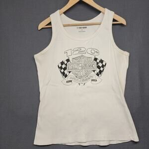 Harley Davidson Tank Top Womens 2XL White 120th Anniversary Berts Black Widow FL